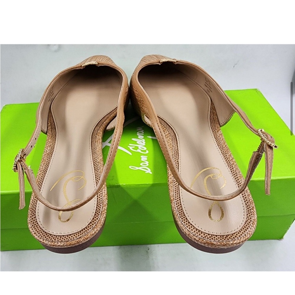 NWT Sam Edelman Cleo Raffia Tan Slingback Flats - Picture 4 of 9